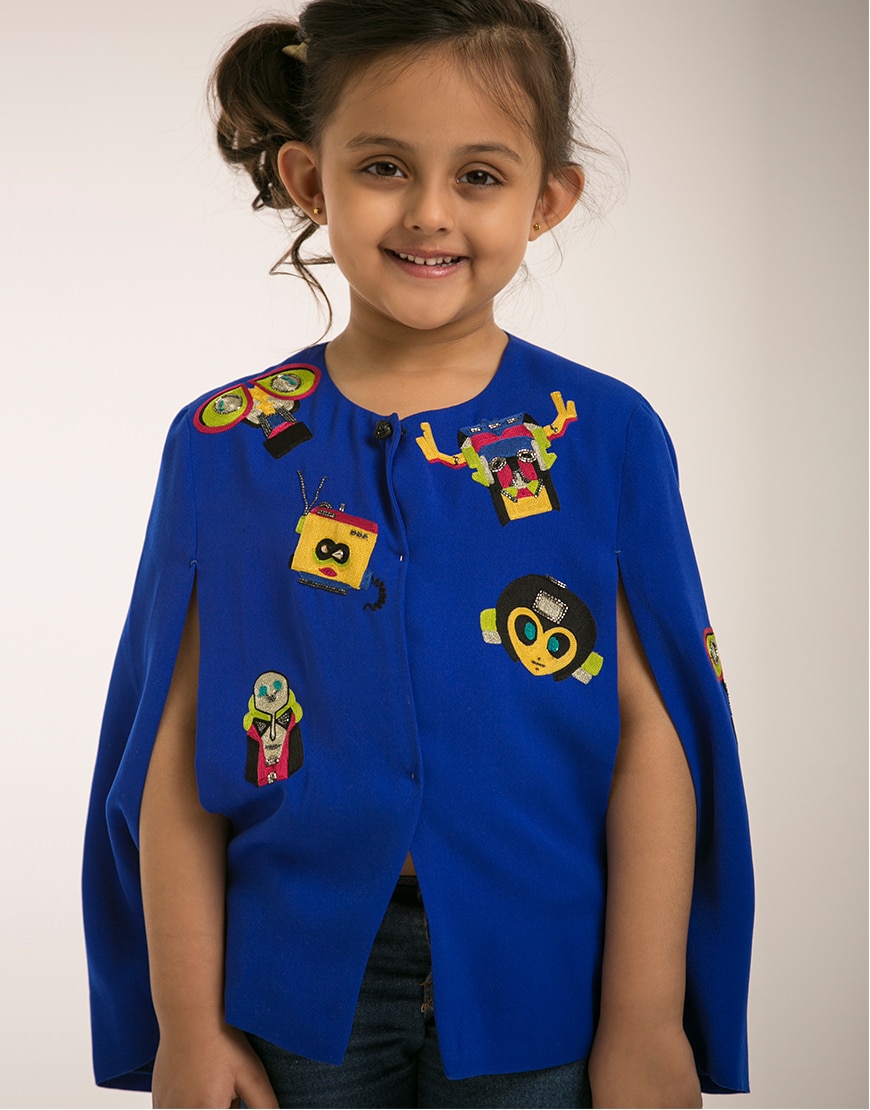 Monkey Embroidered Cape 