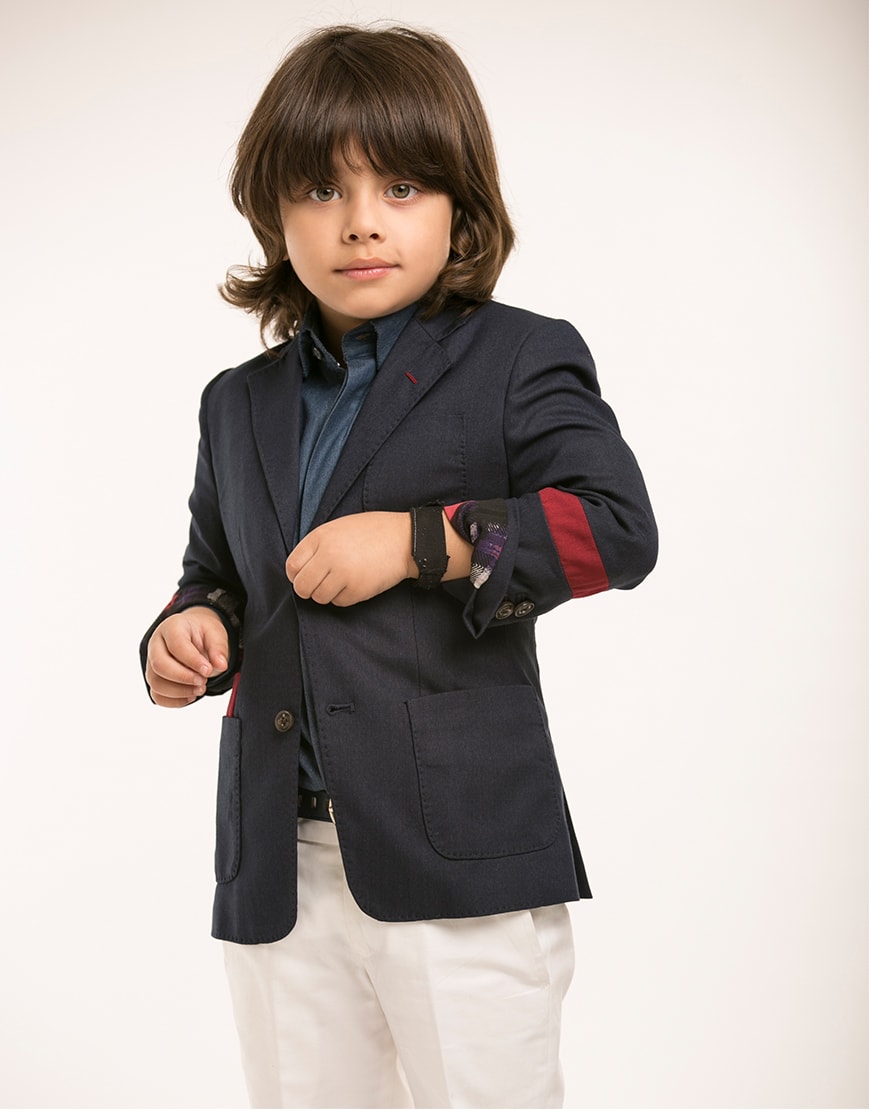 Ivory Jacket with Red Stripe Detail Ivory Trouser