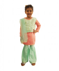 Green Gotta Jacket With Sharara Set