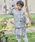 Tropical Print Bandi, Kurta Set With Off-White Pants