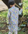 Tropical Print Bandi, Kurta Set With Off-White Pants