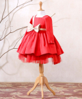 Red Full Sleeves Party Dress