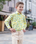 Classique Shirt Blue Dots And Yellow Stripes