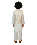 Cream Brocade Waist Coat Kurta Set