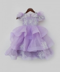 Lilac Tulle Embroidered Gown 