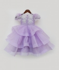 Lilac Tulle Embroidered Gown 