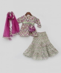 Lilac Floral Print Kurti Sharara