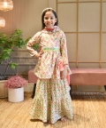 Coral Floral Print Kurti Sharara