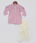 Pink Zig Zag Kurta and Off White Pant