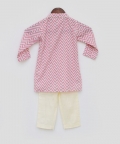 Pink Zig Zag Kurta and Off White Pant