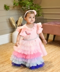 Pink Lycra Dress and Net Frills Trail