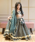 Green Printed Lehenga Choli and Dupatta