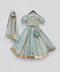 Blue Chanderi Lehenga Choli and Dupatta
