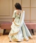 Blue Chanderi Lehenga Choli and Dupatta