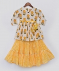 Yellow Print Kurti Sharara