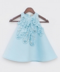 Blue A Line Lycra Dress