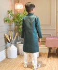 Green Silk Ajkan and Pant