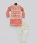 Peach Silk Kurta Jacket and Chudidar