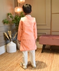 Peach Silk Kurta Jacket and Chudidar