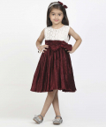 Jelly Jones Dress With Sequance Torso & Hair Band-Maroon