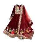 Maroon Velvet Kurta Set