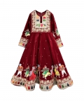 Maroon Velvet Kurta Set