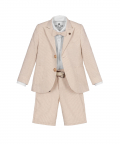 Boys 4 Piece Set White Shirt Shorts And Jacket Complete With Belt & Bow Tie