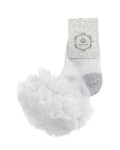 Girls White Sock With Silver Glitter Detailing
