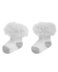 Girls White Sock With Silver Glitter Detailing