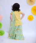 Yellow Kurti With Green Printed Sharara