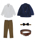 Blue Blazer Set With Shirt, Pant, Bow Tie and Belt 