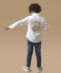 White Shirt With Bumblebee Embroidery