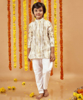 Stripes Linen Shirt Kurta Set