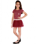 Striped Lurex Top Part With Tulle Skirt