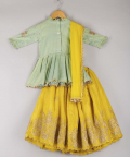 Sequin And Zari Work Top With Embroidered Lehenga And Dupatta