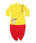 Yellow kurta with side buttons