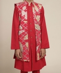 Alam long kurta & front open jacket set