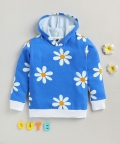 Full Sleeves  Hoodies Flower Print -Blue