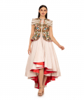 Ivory embroidered jacket gown