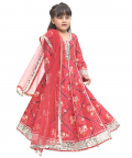 Bandhej Maroon Anarkali