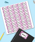 Personalised Name Stickers (Pink) - Set of 40