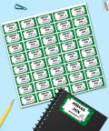 Personalised Name Stickers (Green) - Set of 40