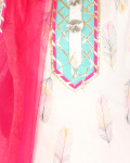 Peacock Feather Print Kurta Set For Girls
