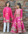 Pink Temple Embellished Kurta Set