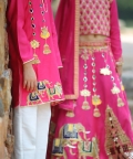 Pink Temple Embellished Kurta Set