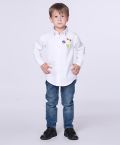 White Shirt with Leaf Embroidery