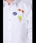 White Shirt with Leaf Embroidery