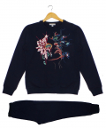 Abstract Face Embroidered Jogger Set 
