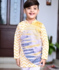Yellow Chevron Overlap Kurta Pyjama Set