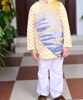 Yellow Chevron Overlap Kurta Pyjama Set